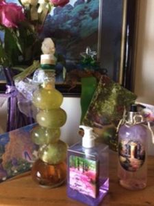 namaste - bottles of healing essence blends in a display